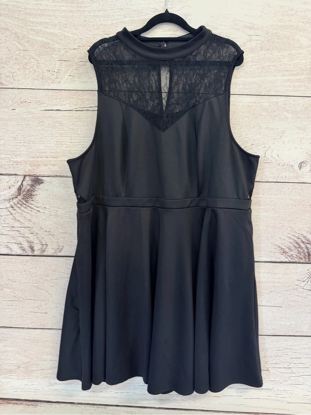 torrid Black Lace-Yoke Fit & Flare Mini Dress